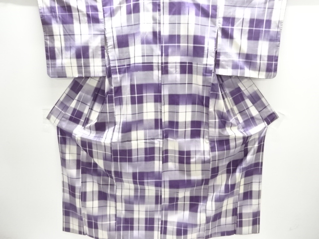 JAPANESE KIMONO / ANTIQUE KIMONO / SILK / FUSHI TSUMUGI / WOVEN GRID